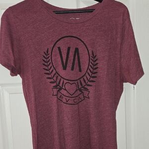 RVCA Heathered Maroon Crewneck with Black Crest